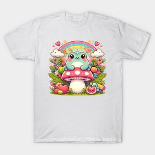 Enchanted Mushroom Meadow - Adorable Pastel Frog Fantasy T-Shirt